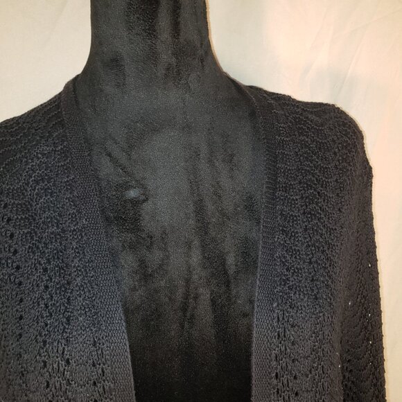 Talbots Petites 3X Black Open Knit Cardigan - Picture 1 of 5